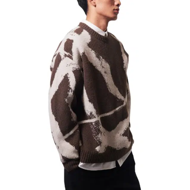 H&M SS25 Jacquard Sweater Coffee Beige