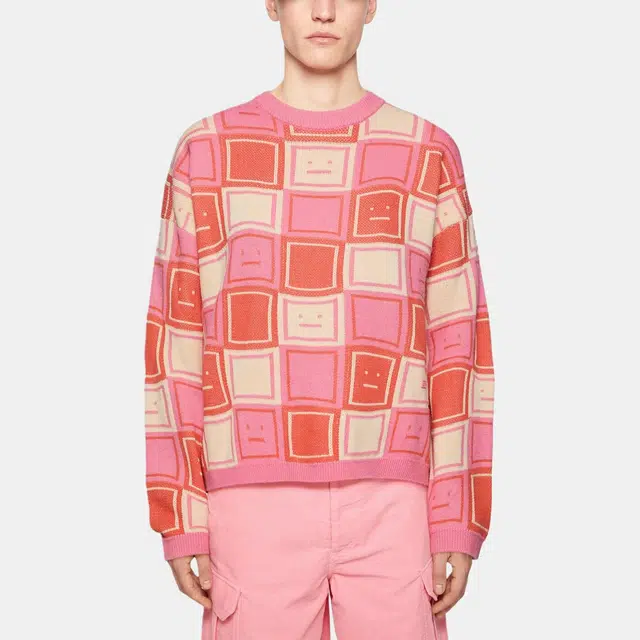Acne Studios Face Sweater Rust Orange/Tango Pink