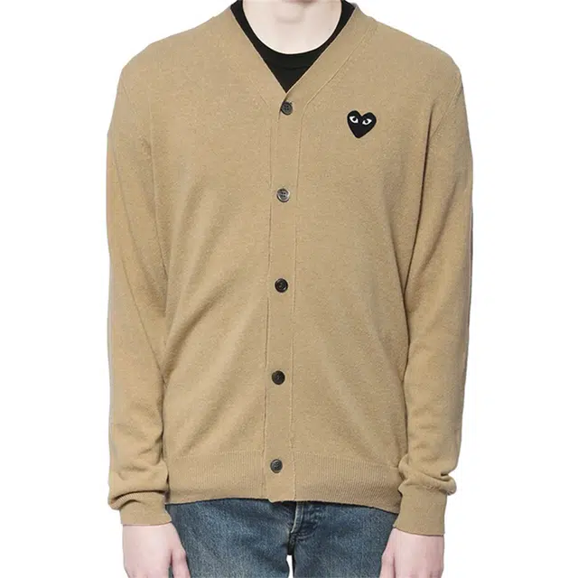 CDG Play V-neck Cardigan Beige