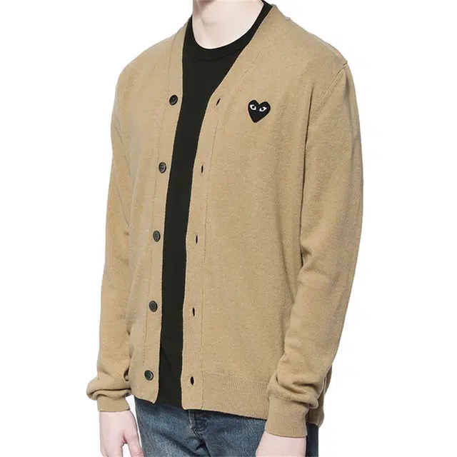 CDG Play V-neck Cardigan Beige