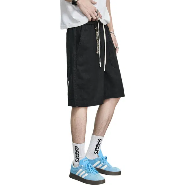 童先森 薄款舒适百搭纯色透气潮牌五分休闲短裤 男款