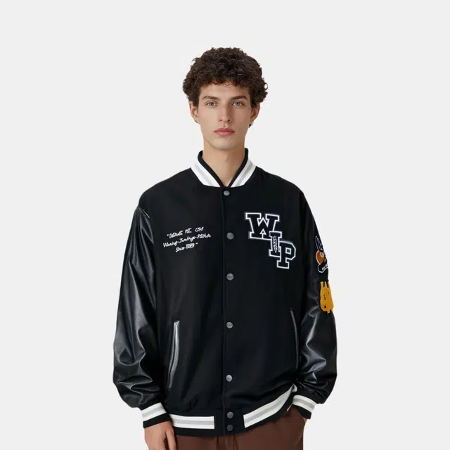 Carhartt WIP Large Logo Varsity Jacket Black