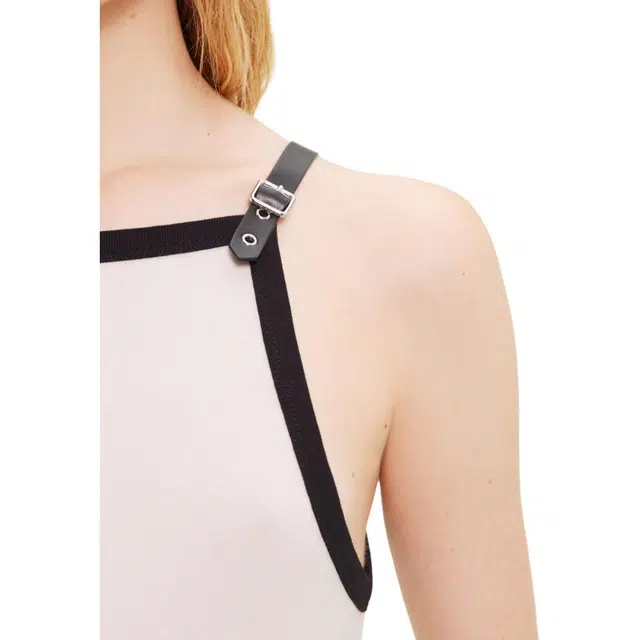 COURREGES SS24 BUCKLE CONTRAST TANK TOP Lime Stone