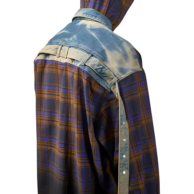 Acne Studios Plaid Single-Breasted Hoodie Shirt Brown