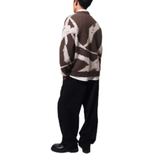 H&M SS25 Jacquard Sweater Coffee Beige