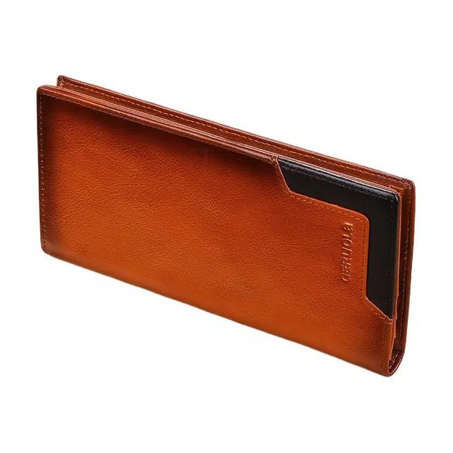 歌若拉 撞色拼接长款 牛皮 真皮钱夹钱包 男款 多色