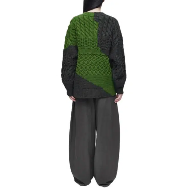 COS Pullover Sweater Charcoal/Green