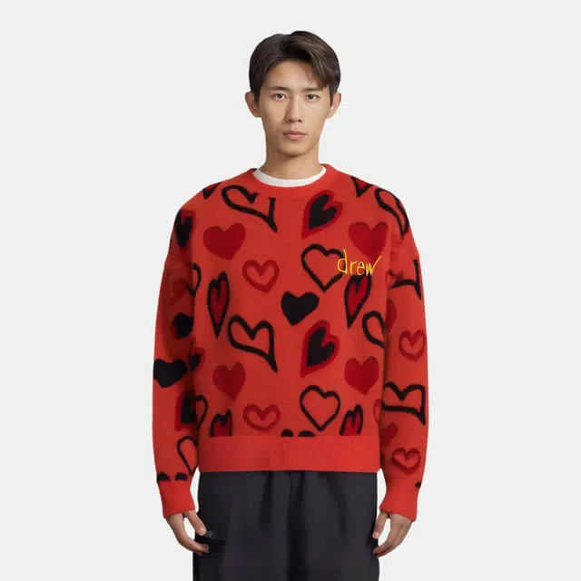 Drew House FW22 Scribble Hearts Sweater - Drew