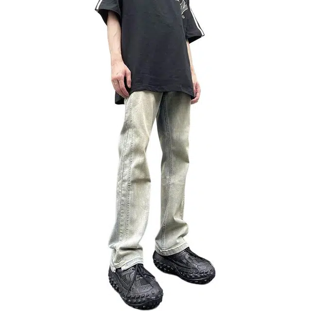 童先森 薄款潮牌美式复古宽松休闲直筒裤长裤牛仔裤 男款