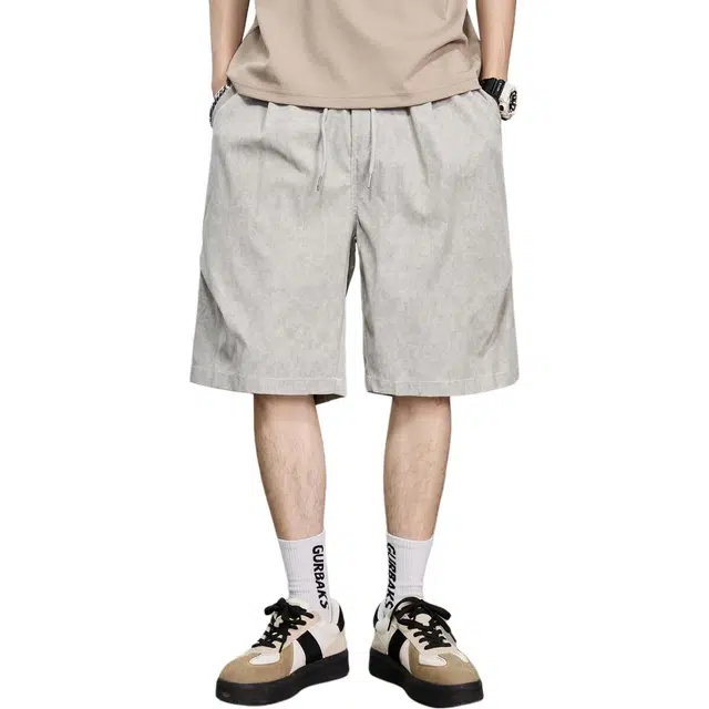 童先森 速干宽松运动纯色直筒裤中腰五分裤休闲短裤 男款