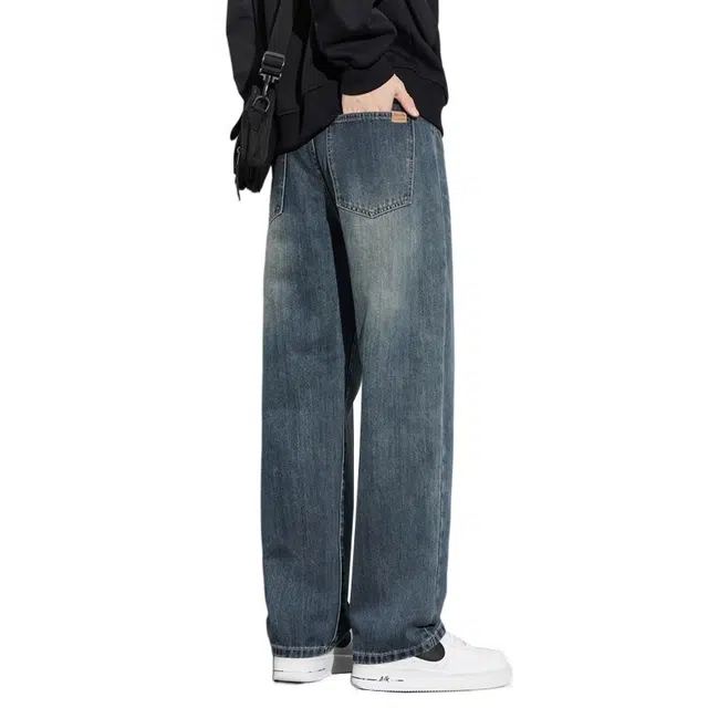 童先森 美式复古高街潮牌直筒长裤宽松阔腿休闲裤子牛仔裤 男款