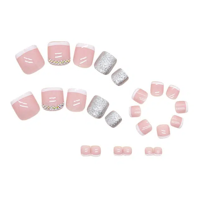 馨枕居 简约法式爆闪  穿戴甲 杏仁粉色裸色 镜面