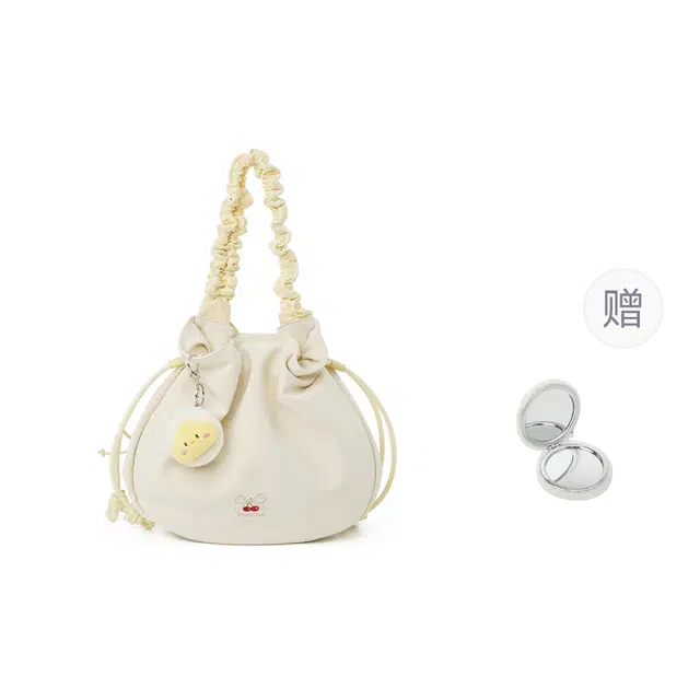 稻草人 褶皱设计小众设计百搭通勤镜子挂件 聚氨酯革 单肩包 常规 女款 多色