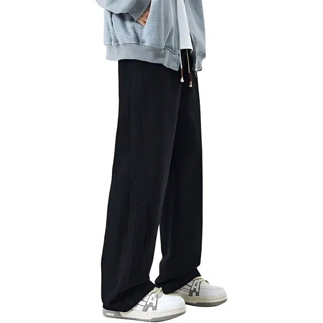 童先森 松紧纯色宽松中腰直筒休闲裤 男款