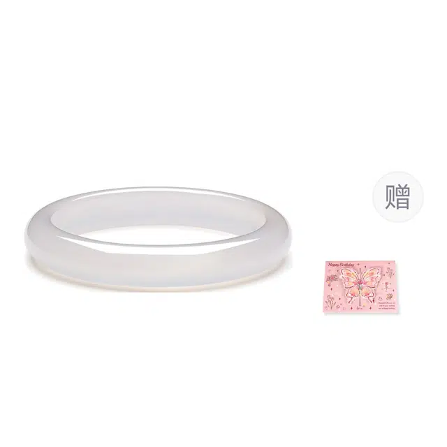 六桂福珠宝 水中月 国风经典白月光荔枝冻冰古风旗袍温柔叠戴典雅 玉髓 玉石手镯 女款