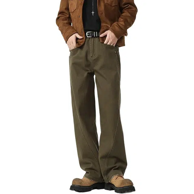 童先森 弯刀宽松垂感阔腿美式长裤子休闲裤 男款