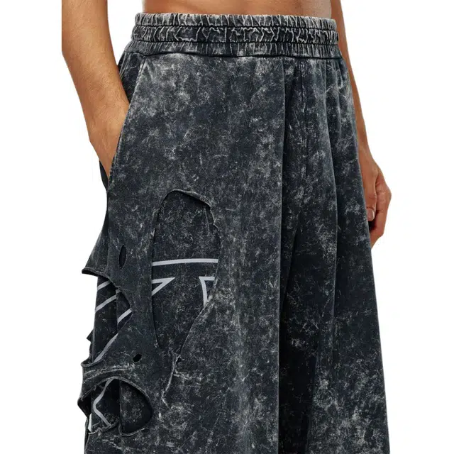 DIESEL SS24 Printed Elastic Waist Pants Black