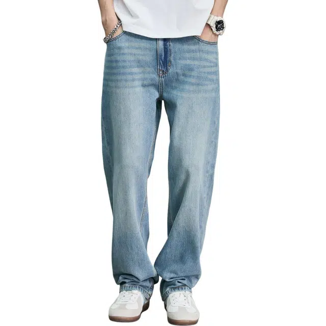 童先森 男直筒宽松垂感潮流潮牌牛仔裤 男款