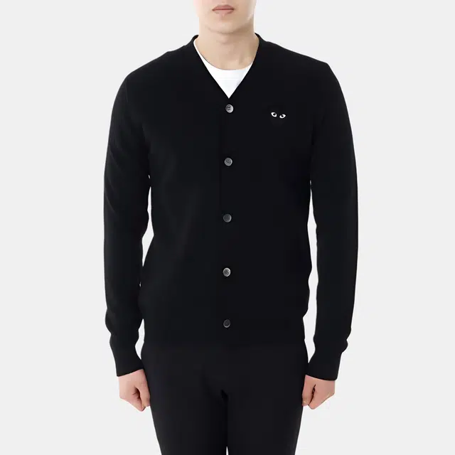 CDG Play Wool Cardigan Black Heart Logo