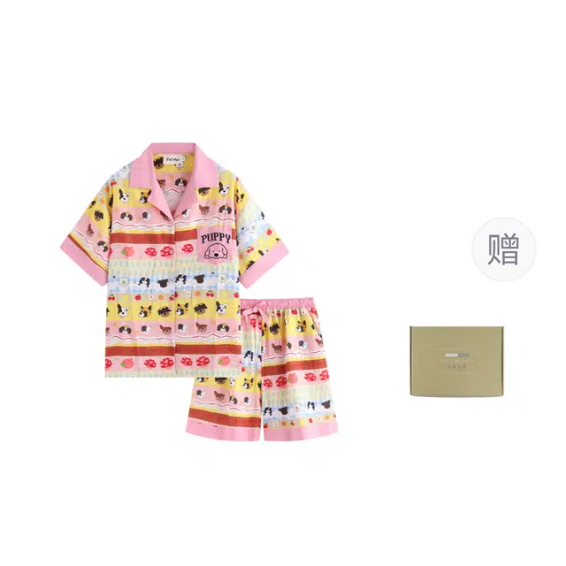 侘町 多巴胺纯棉卡通柔软透气亲肤睡衣礼盒 女款 图片色