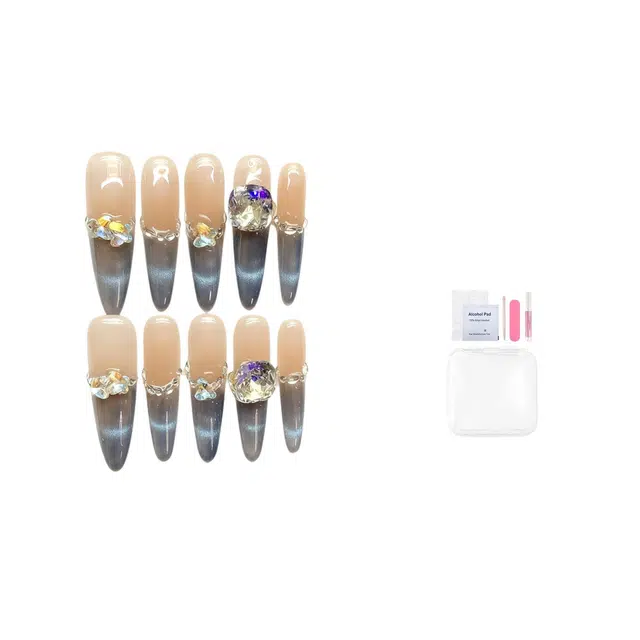 凡泽 海盐蓝清新清冷纯欲破碎  穿戴甲 尖型蓝色渐变 爆闪