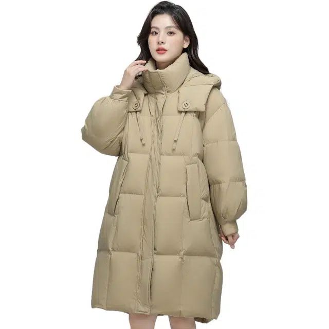 雅鹿 中长款长袖宽松面包羽绒服 女款