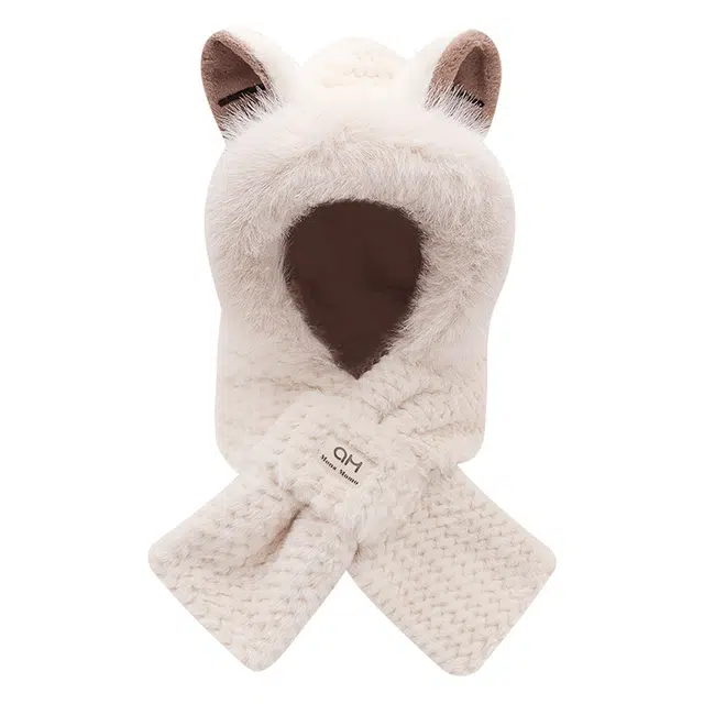 啄木鸟 可爱狐狸耳一体 秋冬保暖加厚护耳防风显脸小 聚酯纤维 斗篷帽 女款