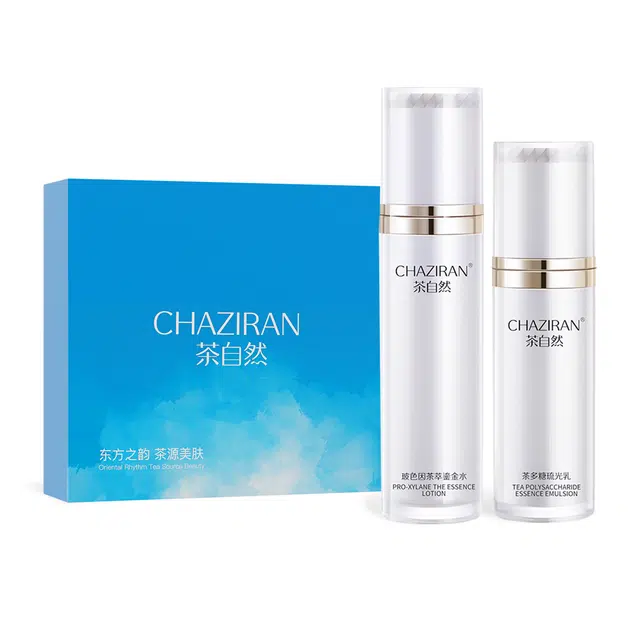 茶自然 新版茶粹鎏金白皙透亮护肤套装 淡纹紧致保湿补水 水乳两件套