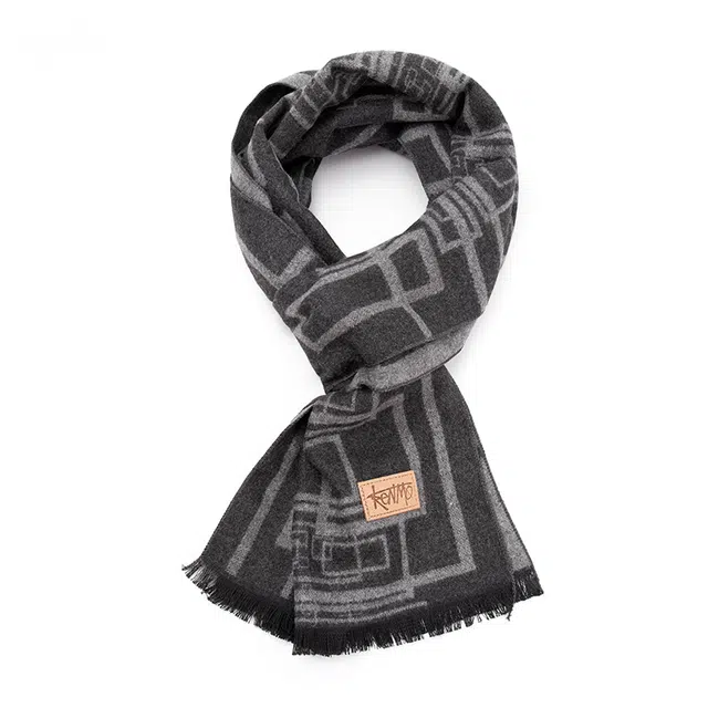 肯默 几何图行 时尚百搭 聚酯纤维 保暖围巾 男女同款情侣款