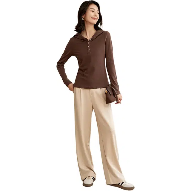 Mohan Yimei Hoodie Knit Sweater Deep Coffee