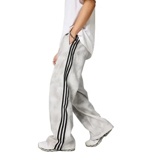 童先森 扎染运动阔腿宽松织带舒适休闲裤 男款