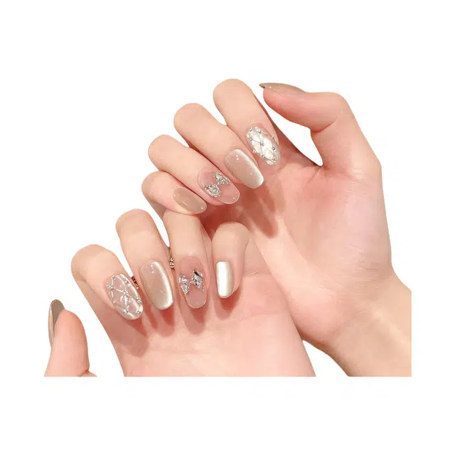 凡泽 丁香菱格猫眼锆石猫眼爆款显白  穿戴甲 椭圆温柔跳色 爆闪