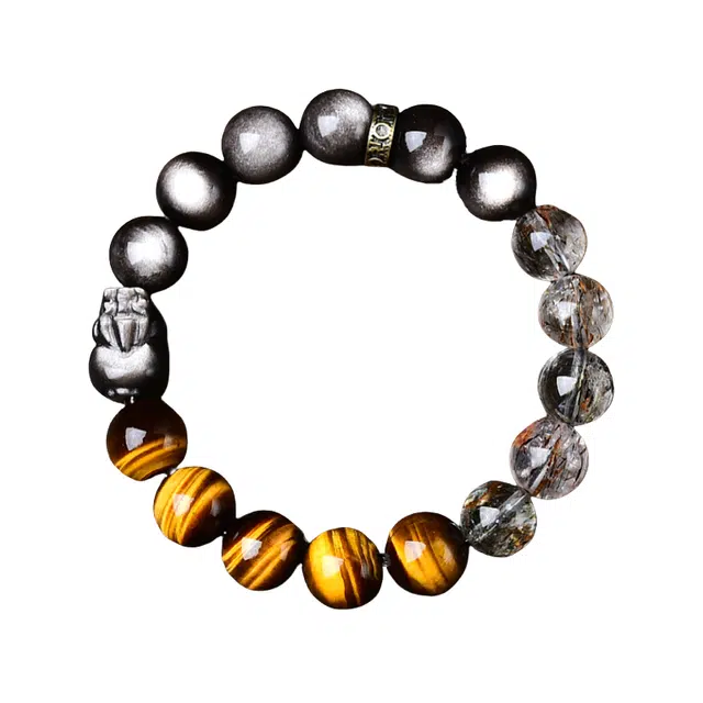 子婳 原创虎眼石转运招财时来运转精致个性复古时尚轻奢百搭手饰#好运 黑曜石 手串 男女同款情侣款