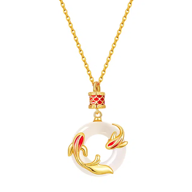 【好运锦鲤】 印象眸 新中式平安扣国潮小众设计时来运转前程似锦上上签精致富贵气质显白逢考必过上岸 礼盒包装 玉髓 项链 女款