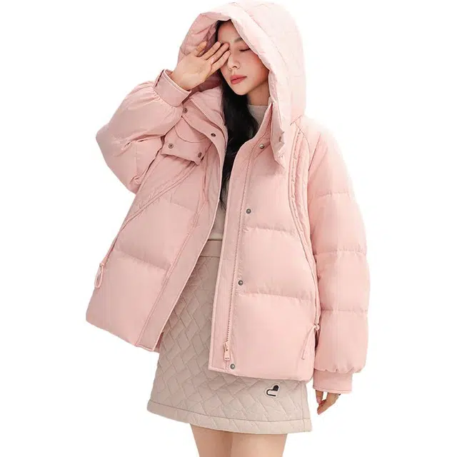 鸭鸭 百搭连帽舒适轻柔保暖时尚韩版长袖羽绒服 女款