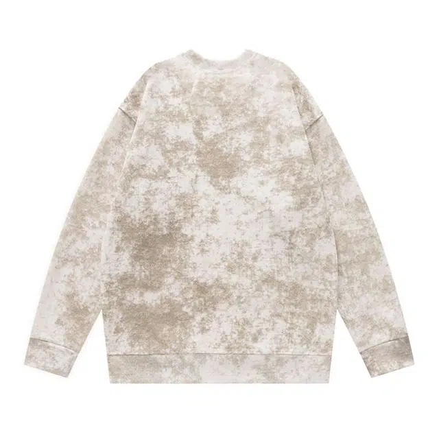 引创 美式潮牌青少年圆领长袖男秋高级感小众扎染情侣外套学生上衣卫衣 男女同款