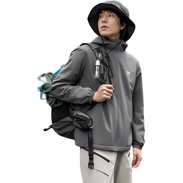 乔丹  山神系列 简约字母 防泼水科技 宽松连帽  商务/休闲生活徒步徒步旅行户外远足都市生活/旅游/通勤 防水防风冲锋衣 男款 铁灰色