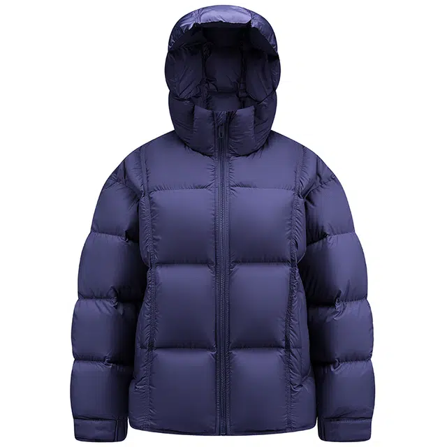 雅鹿 鸭绒新国标户外保暖纯色简约连帽长袖外套锁稳防寒面包服舒适宽松防风透气羽绒服 男女同款