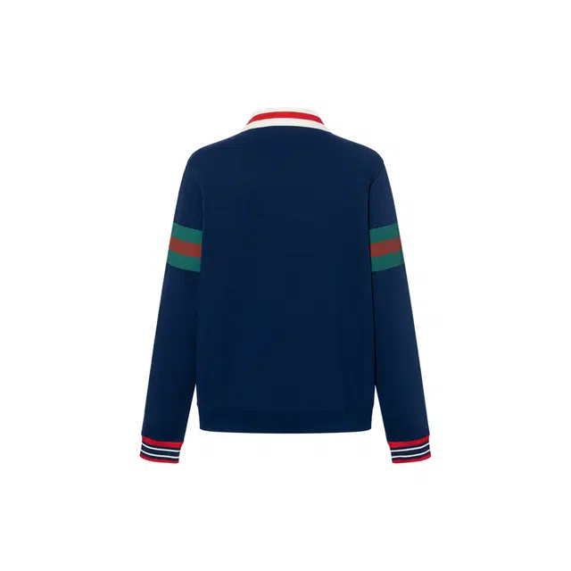 GUCCI SS23 Striped Lettering Sweatshirt Navy