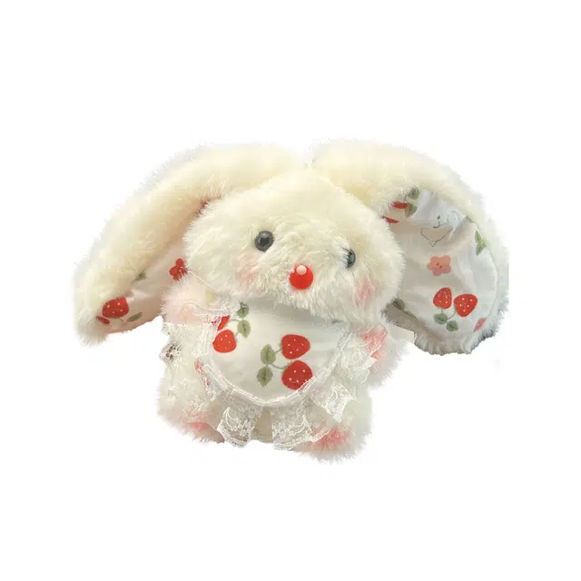 祎步康 吱吱叫手作兔子玩偶围兜兔包包 毛绒 挂件 男女同款情侣款