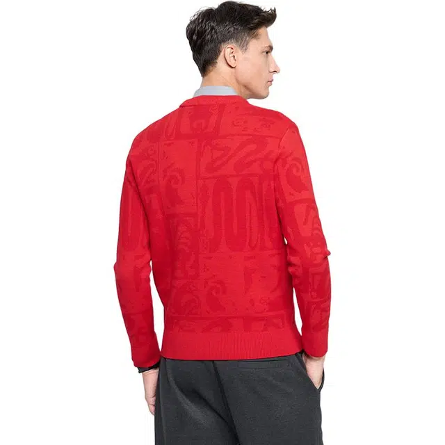 与狼共舞 提花潮流时尚国风本命蛇年保暖圆领羊毛衣 男款