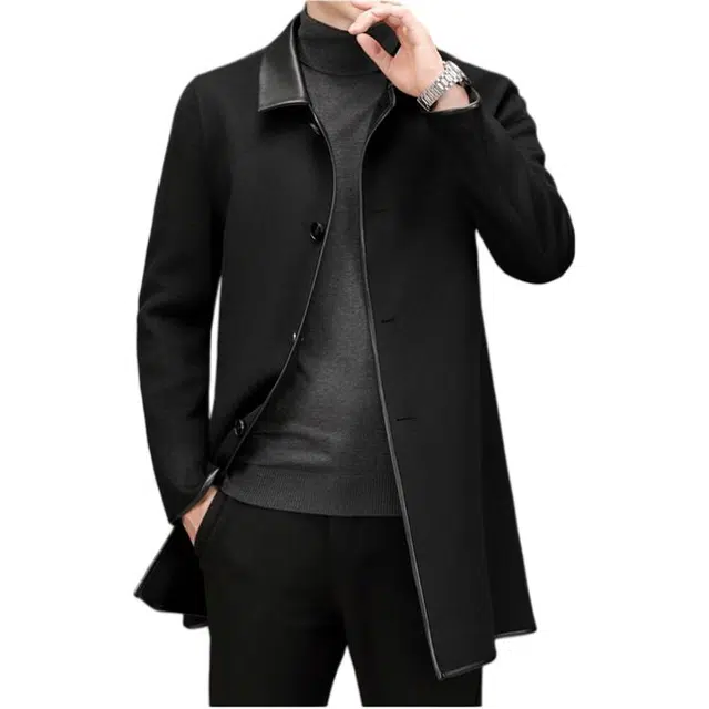 【dme】 秋冬季毛呢大衣男中长款高端商务休闲翻领双面尼羊毛外套男装 男款