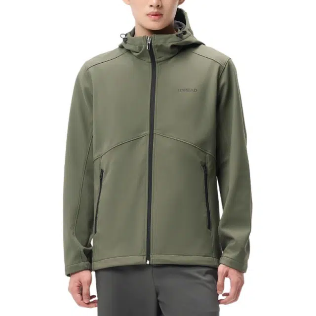 探路者 城市户外系列 舒适休闲简约连帽拉链加绒夹克外套 男款 松绿