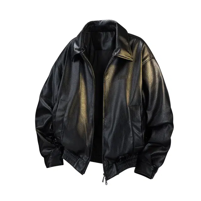 美式复古潮牌男冬款痞帅短款皮衣外套宽松休闲羽绒服 男款