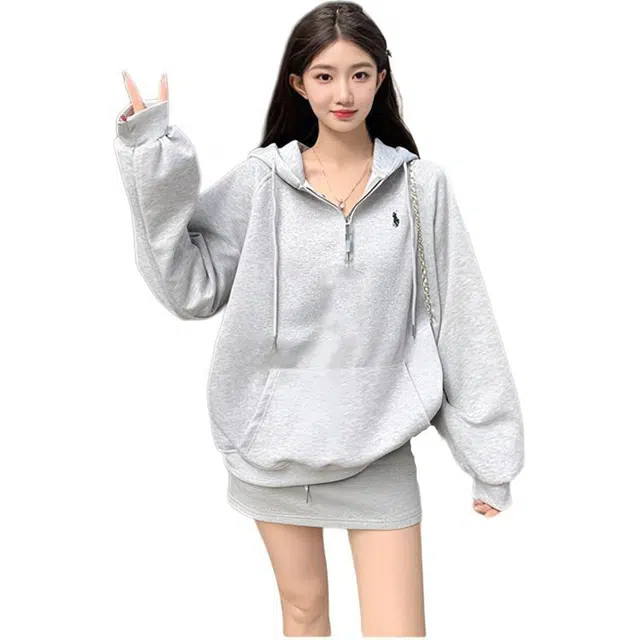 丝絮丝绸 美式潮牌时尚宽松舒适简约上衣卫衣 女款