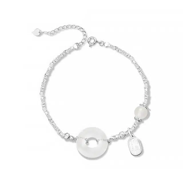 【赠限量手机金贴】 老庙 碎银几两 招财平安扣 新中式国潮国风平安纳福转运珠优雅显贵气  礼盒包装#好运 玉髓 手链 女款