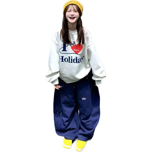 丝絮丝绸 秋冬季时尚宽松舒适圆领印花上衣卫衣 女款