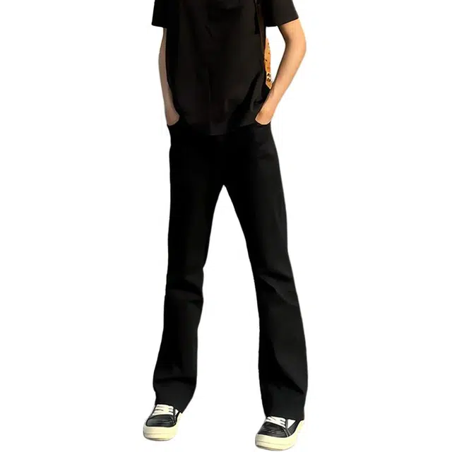 黑马漫画 微喇裤男款垂坠感直筒休闲裤高个子弯刀裤子西装裤 男女同款
