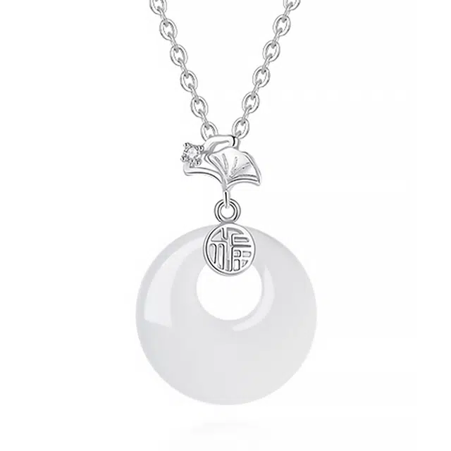 【赠送手机金贴】 老庙 三生有杏平安扣 吉祥如意福气满满平安喜乐轻奢高级精致新中式国风气质百搭优雅幸福 锁骨链 玉髓 项链 女款