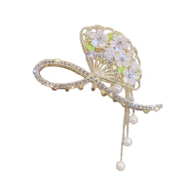 建禄 高级感扇子铃兰花简约小清新小众设计优雅气质通勤百搭 合金 发夹 女款